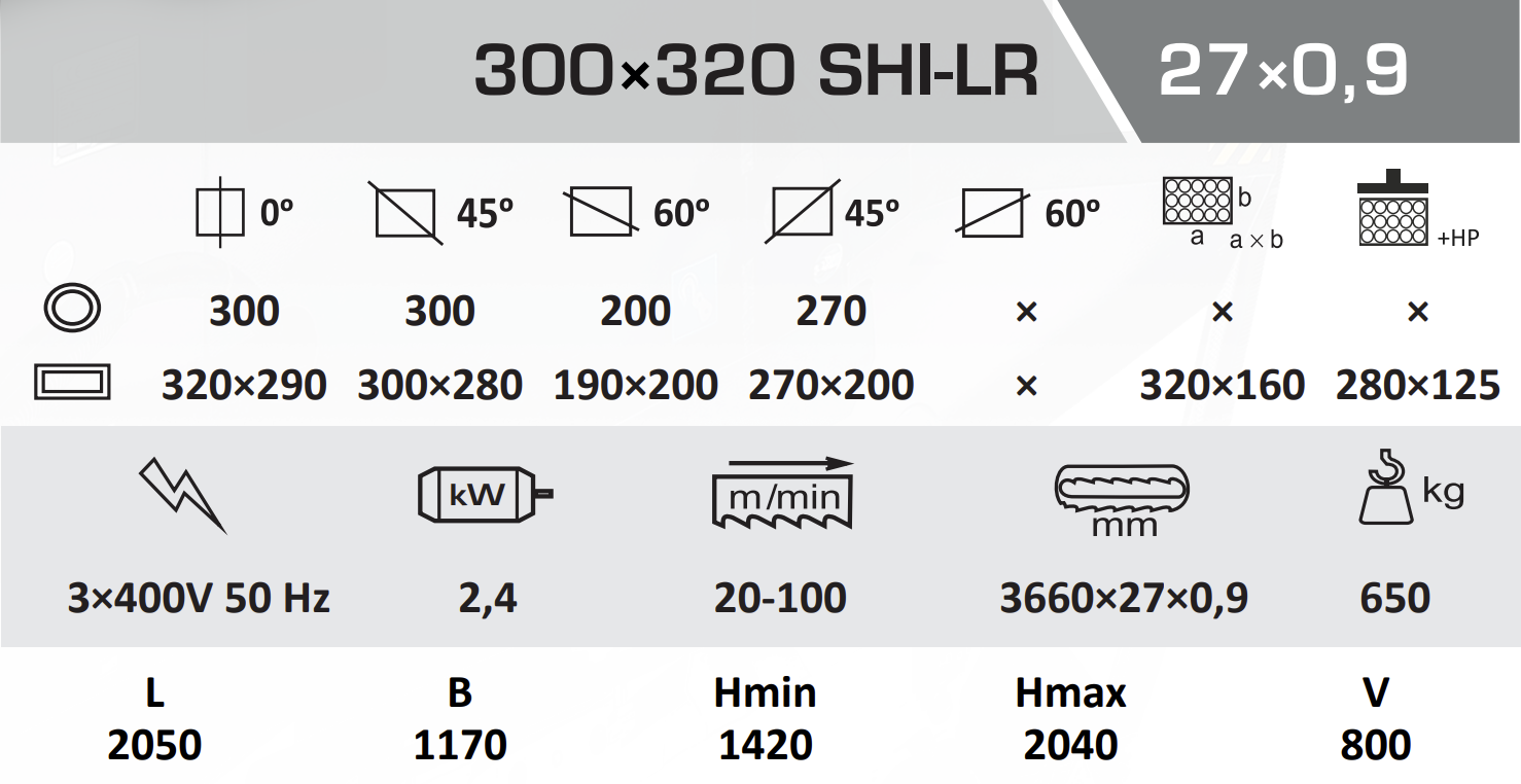 Pásová pila na kov PEGAS GODNA 300x320 GH-LR